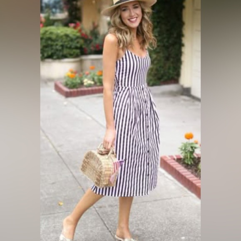 Striped Black and White Summer Dress MANGO